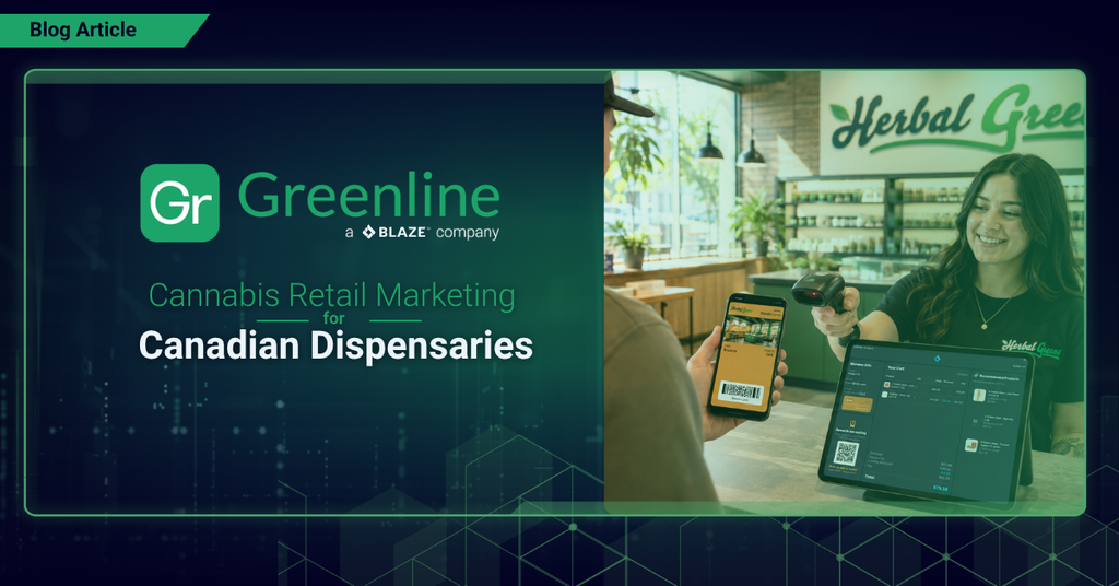 A budtender scans a customers loyalty wallet pass at a Canadian cannabis retail checkout